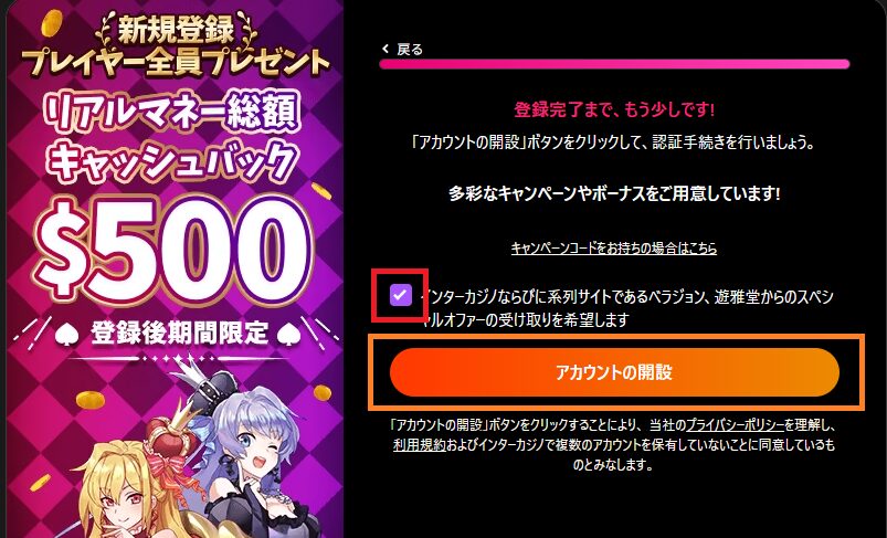 インターカジノ登録③