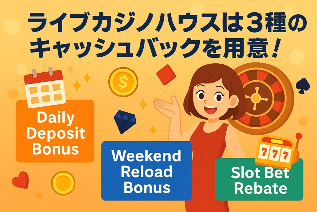 ライブカジノハウスでキャッシュバックを受け取りながらプレイしよう!