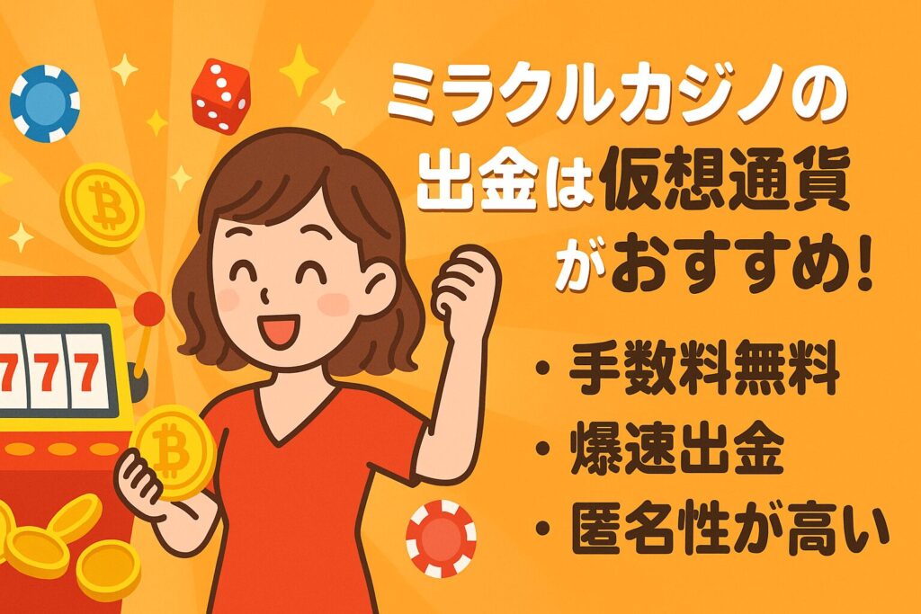 ミラクルカジノの出金は仮想通貨がおすすめ